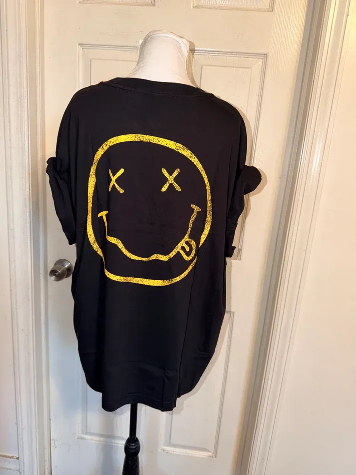 Nirvana Double Sided Oversized Distressed Tee
