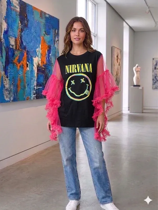 Nirvana Upcycled Rockstar Poncho