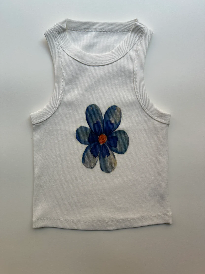 Blue Flower Crop Top