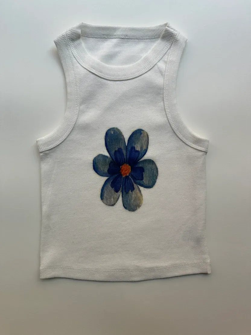Blue Flower Crop Top