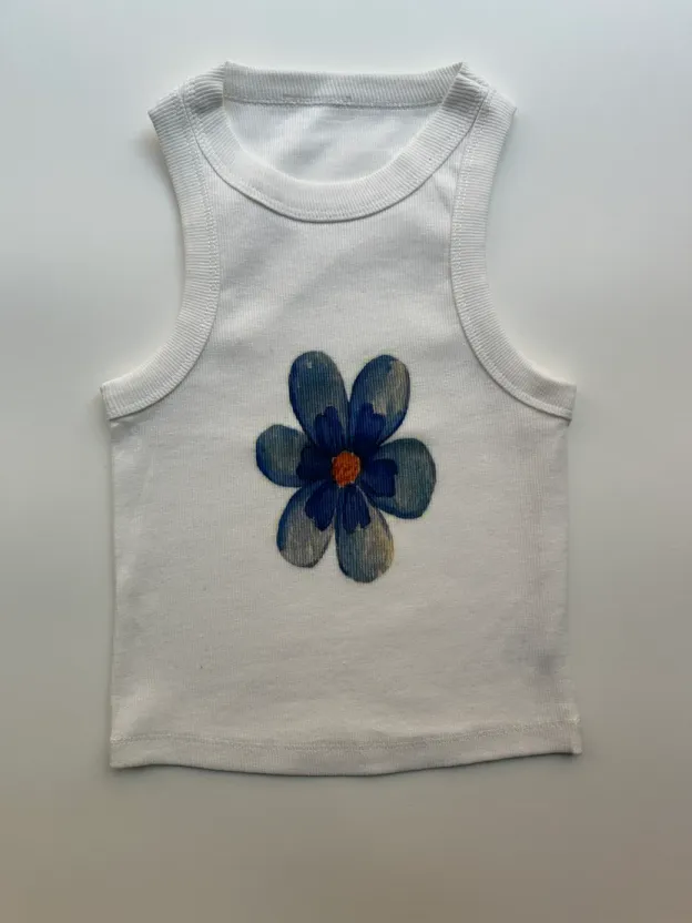 Blue Flower Crop Top