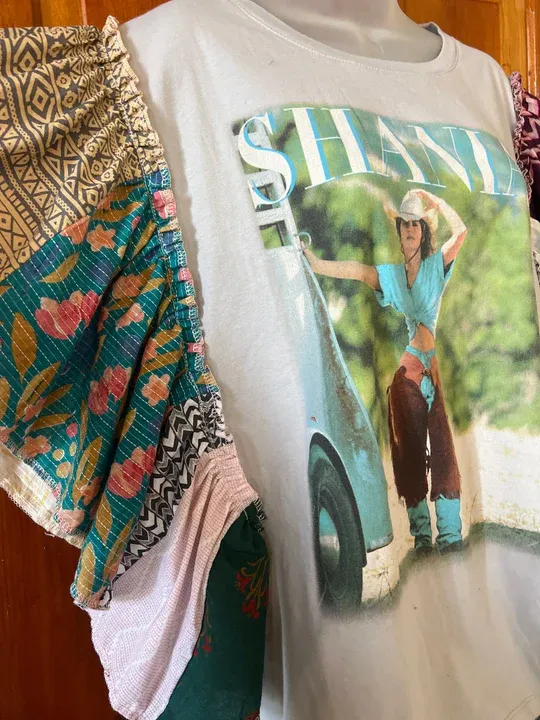 SHANIA patchwork ruffle tee