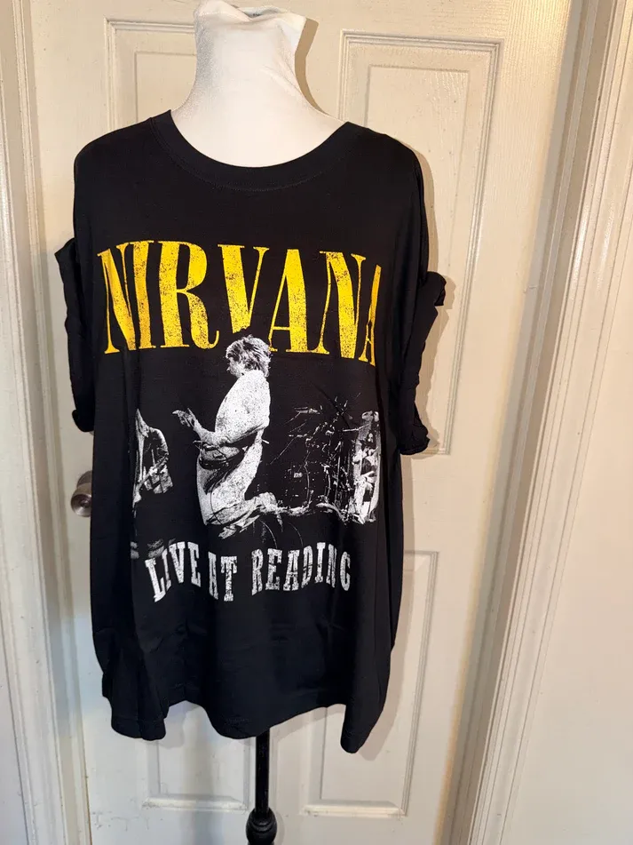 Nirvana Double Sided Oversized Distressed Tee