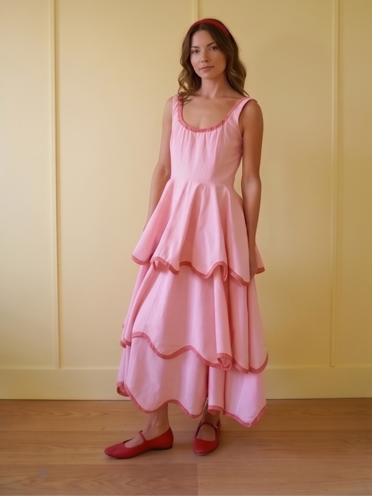 The Layered Scallop Midi-Pink