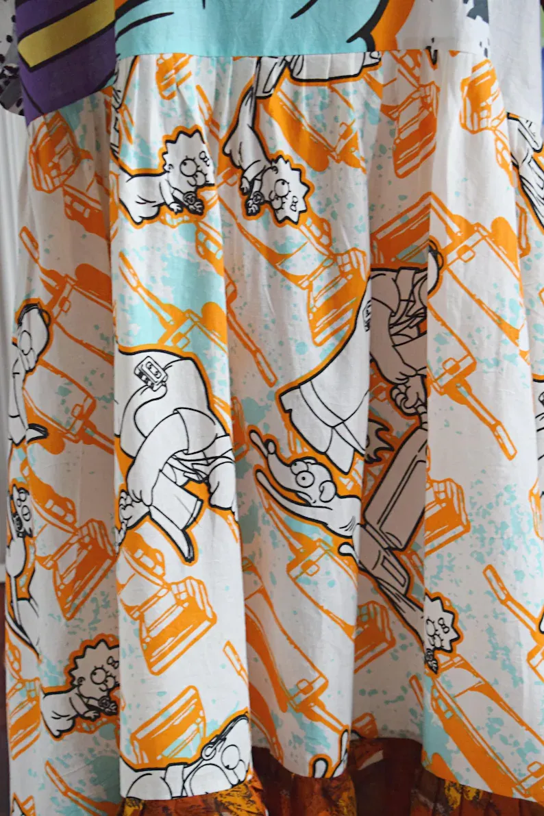 Original The Simpsons Cartoon Patchwork Midi Dress