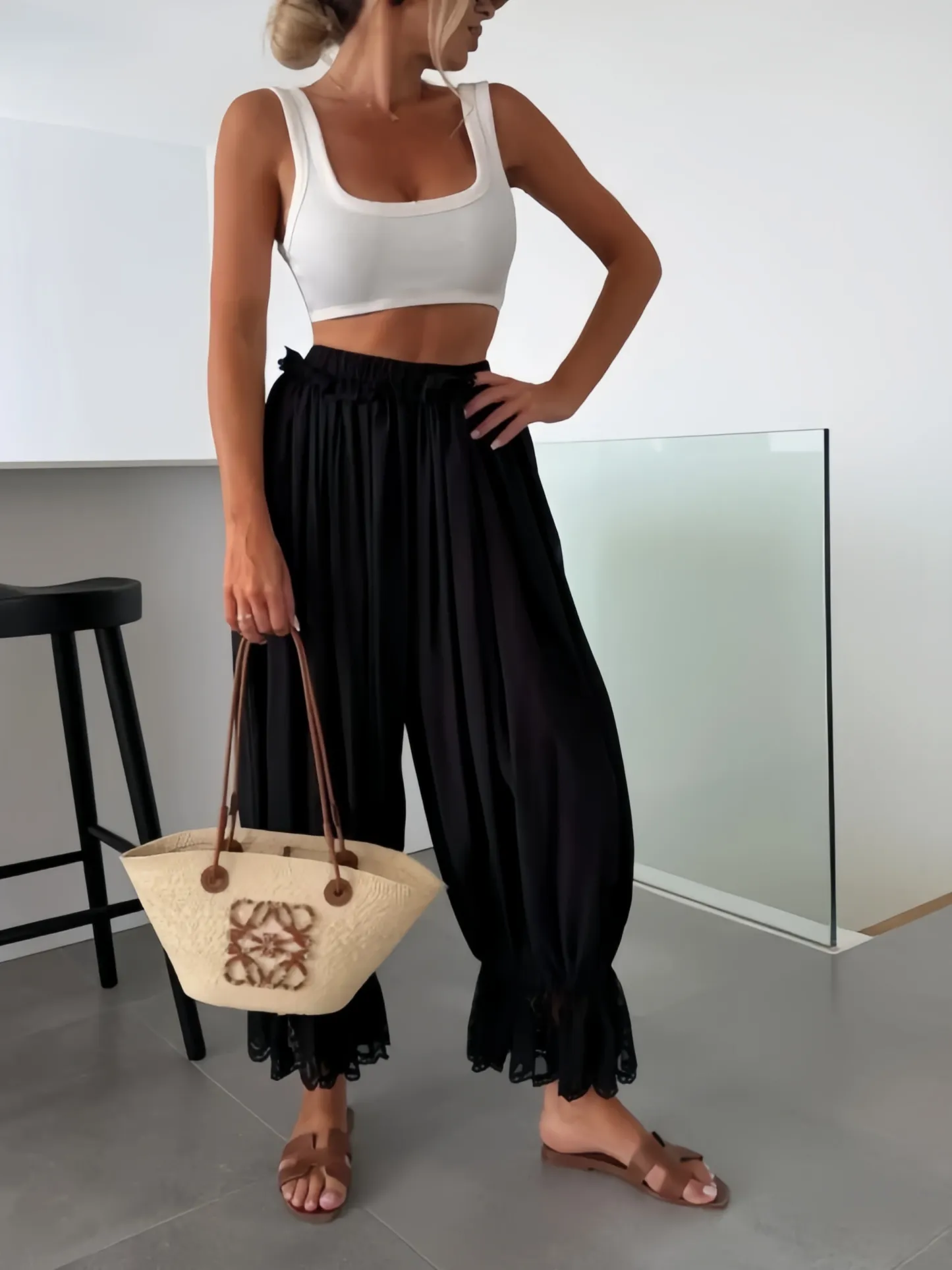 Glenys Cream Viscose Trousers