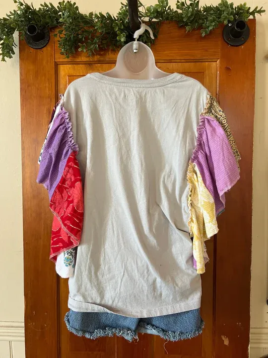 SHANIA patchwork ruffle tee