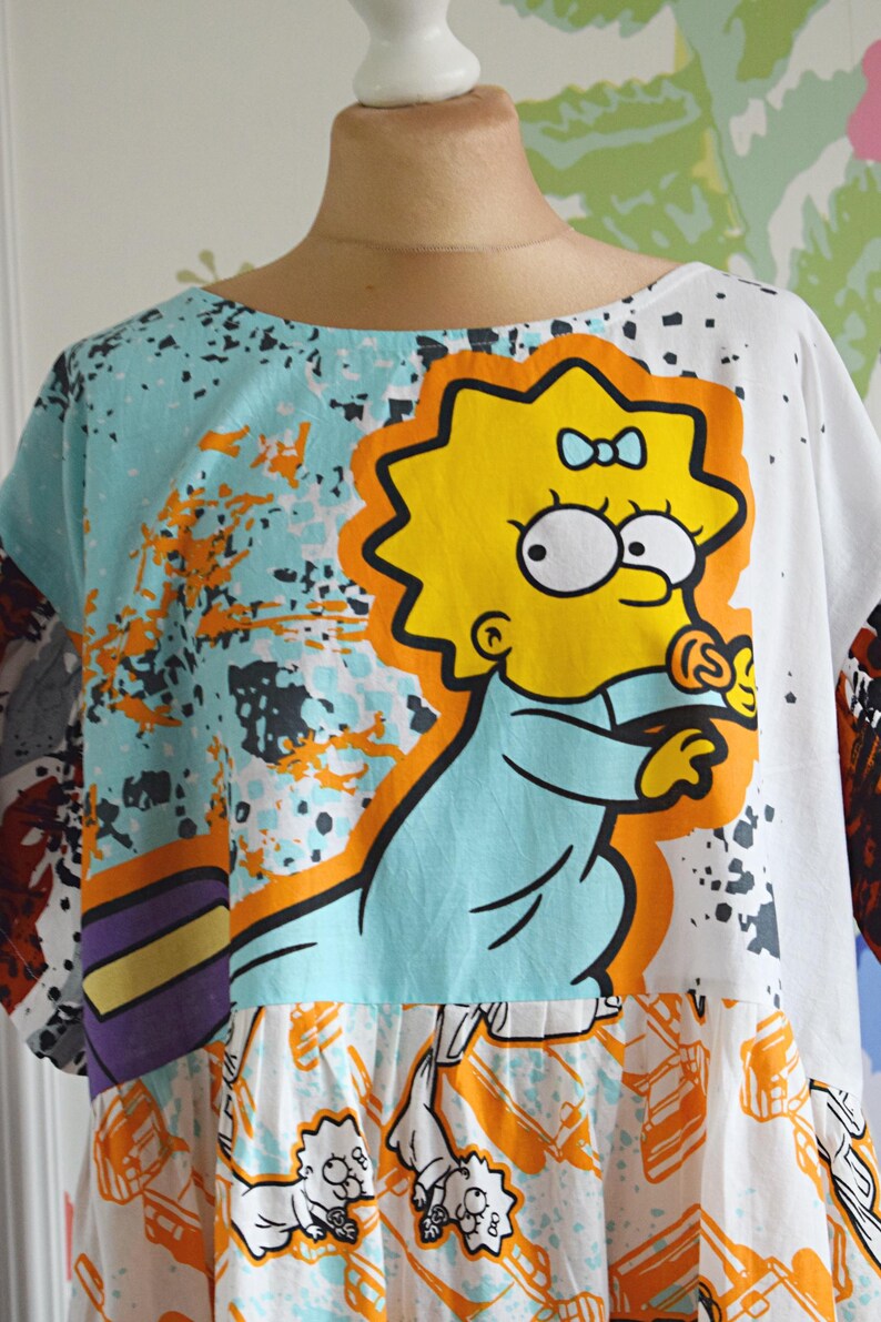Original The Simpsons Cartoon Patchwork Midi Dress