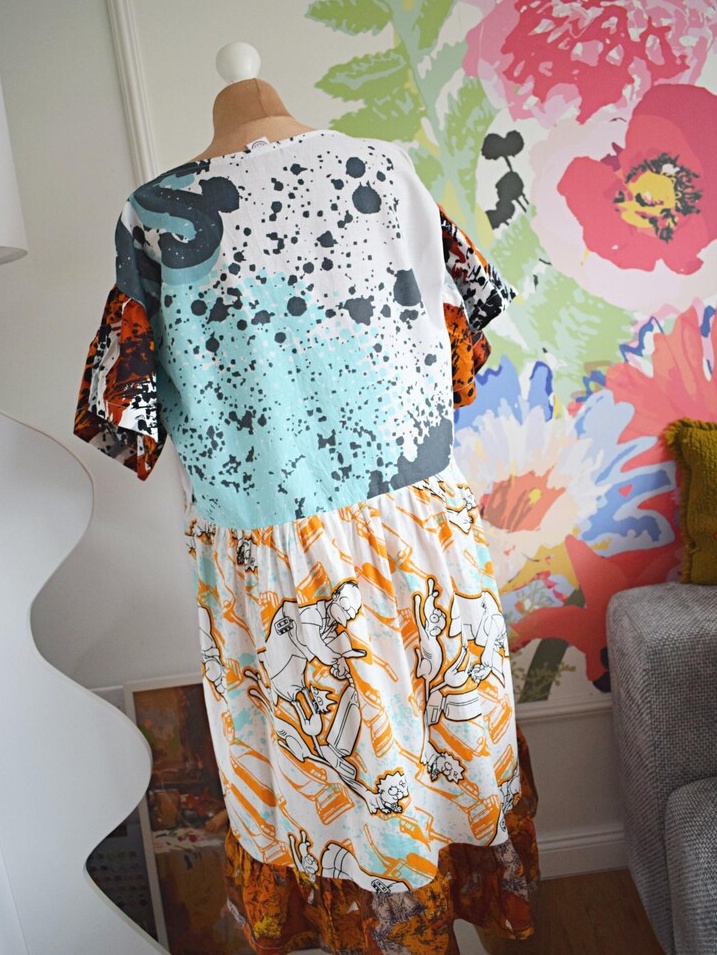 Original The Simpsons Cartoon Patchwork Midi Dress