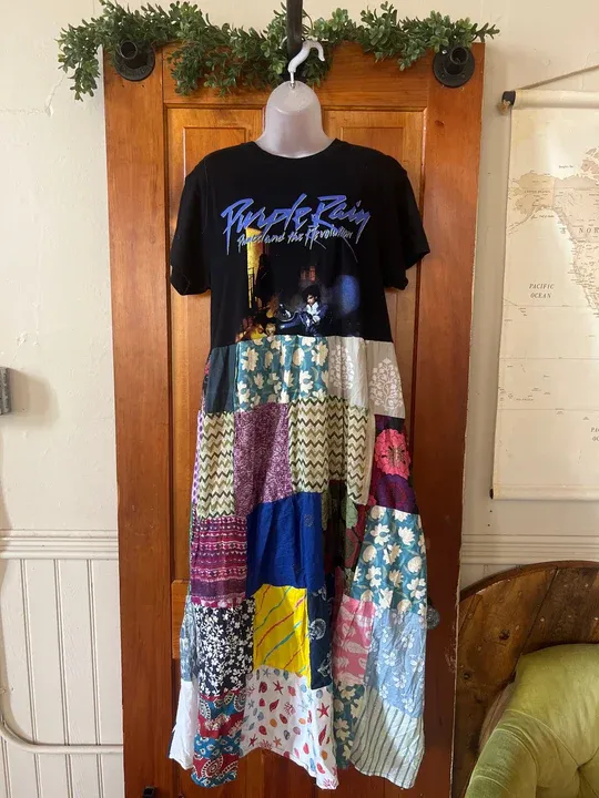 PURPLE RAIN patchwork maxi dress