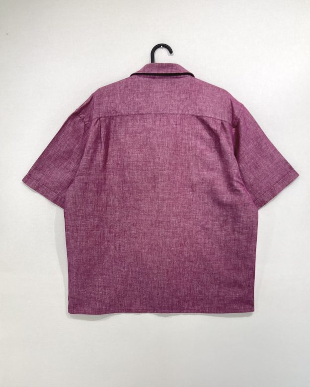 Water Lily Color‑Block Cotton Linen Short Sleeve Shirt
