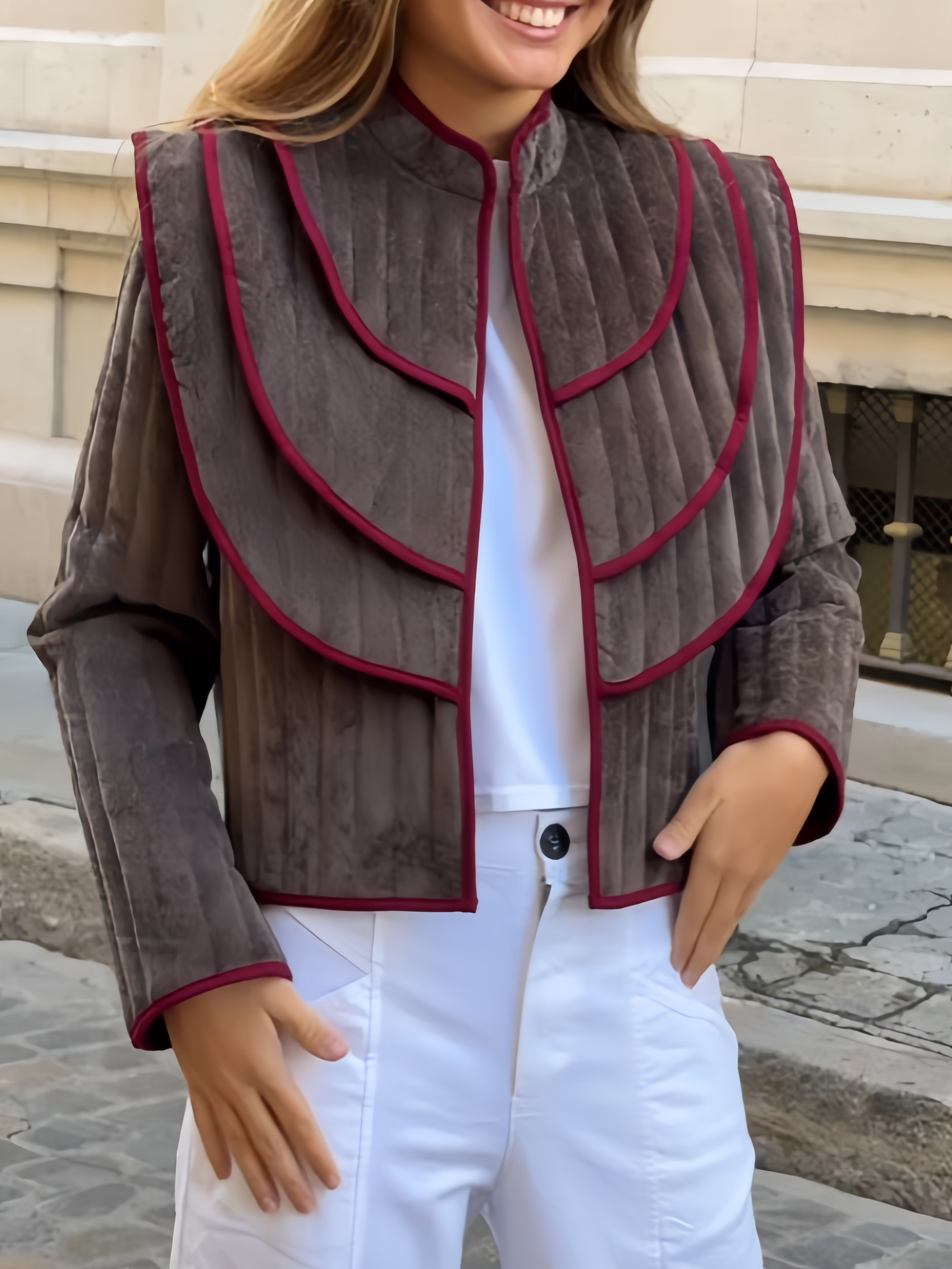Classic Quilted-Collar Jacket