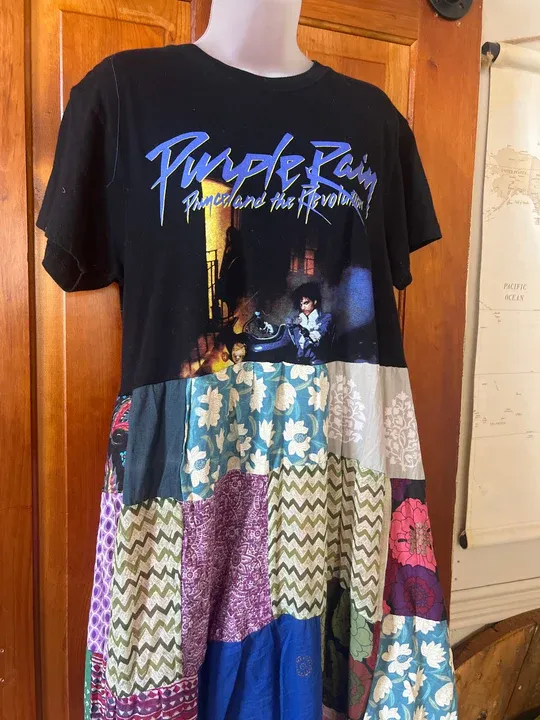 PURPLE RAIN patchwork maxi dress