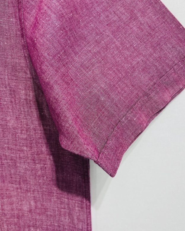 Water Lily Color‑Block Cotton Linen Short Sleeve Shirt