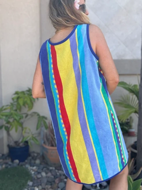 3 Arm Hole Wrap Dress ~ blue stripe