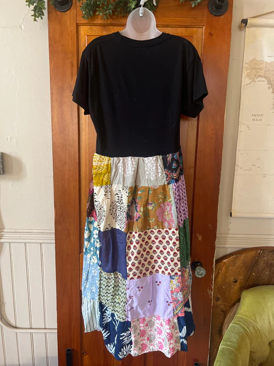 PURPLE RAIN patchwork maxi dress