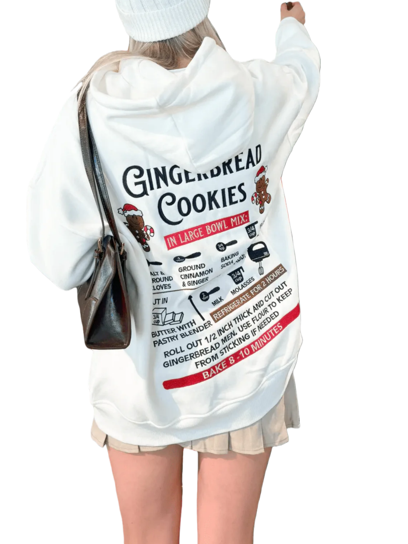 Gingerbread Recipe Christmas Embroidered Hoodie