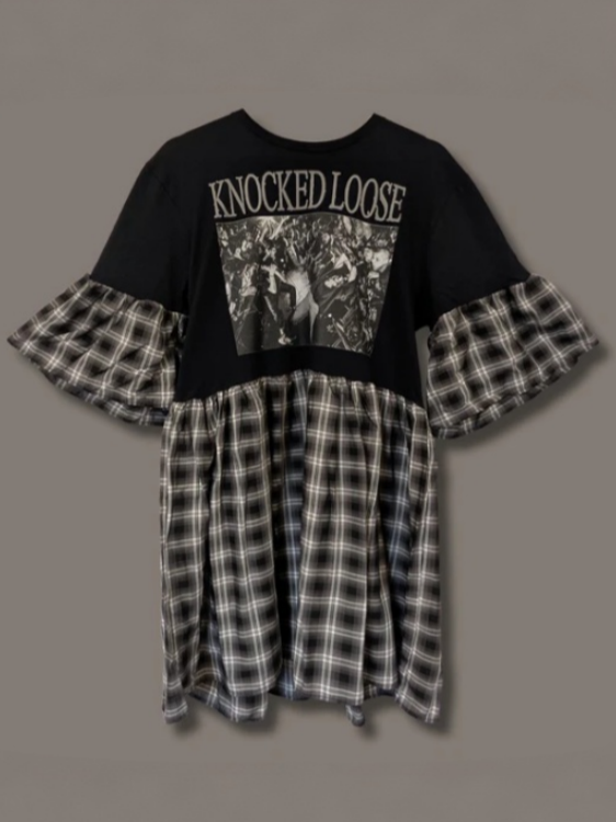 Knocked Loose - Grey Tartan Smock Dress