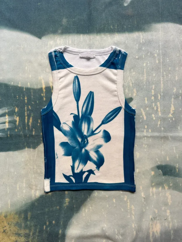 Flower Cyanotype Crop Top
