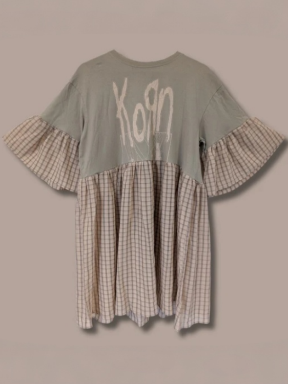 Korn - Cream Check Print Smock Dress
