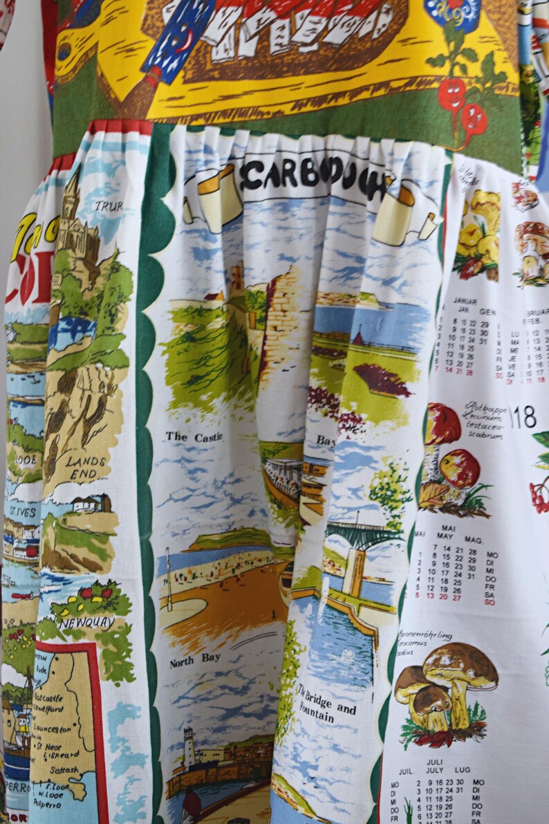 Hand‑Designed Whimsical Cartoon Landscape Patchwork Dress