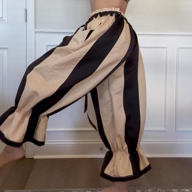 Women's Black and Cream Trousers