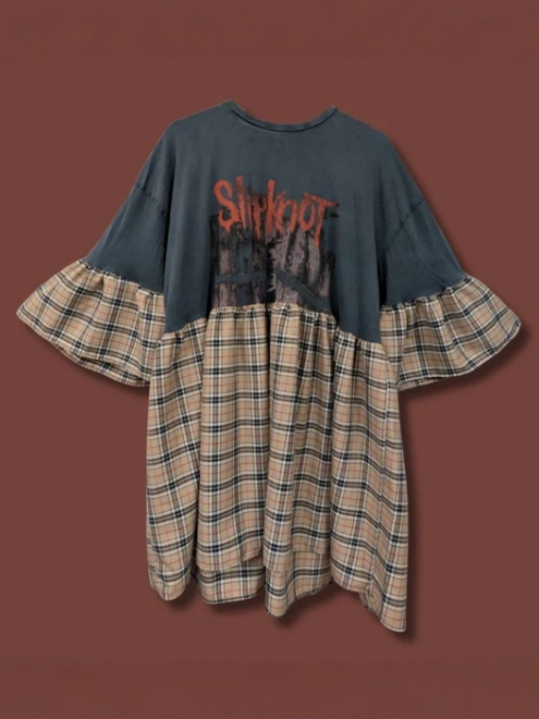 Slipknot - Cream Tartan Smock Dress