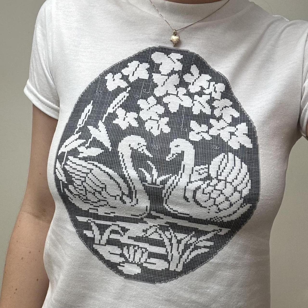 Women's White and Black T-shirt