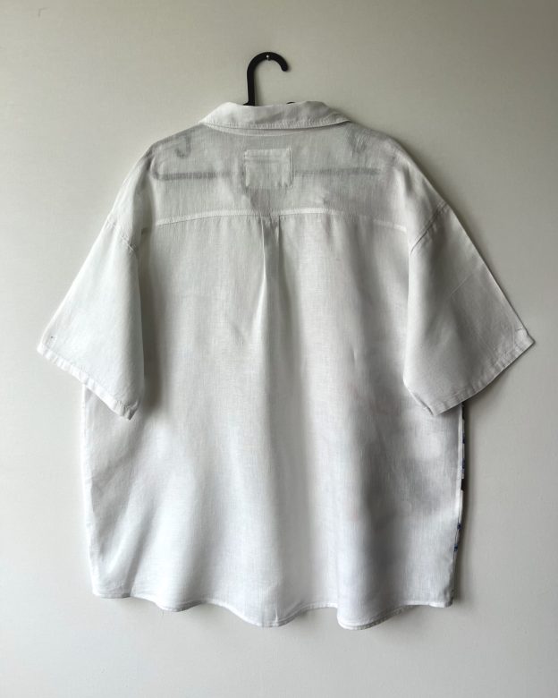 Wizard Flying Graphic Cotton Linen Short Sleeve Shirt