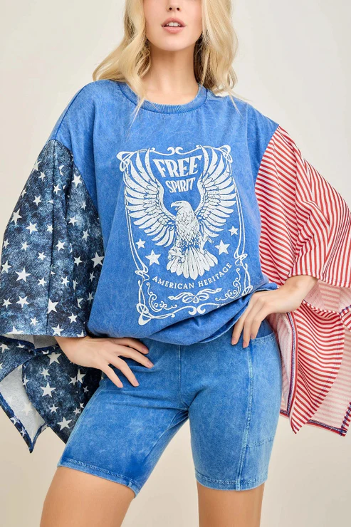 Free-Spirited Cape Batwing Sleeve T-Shirt