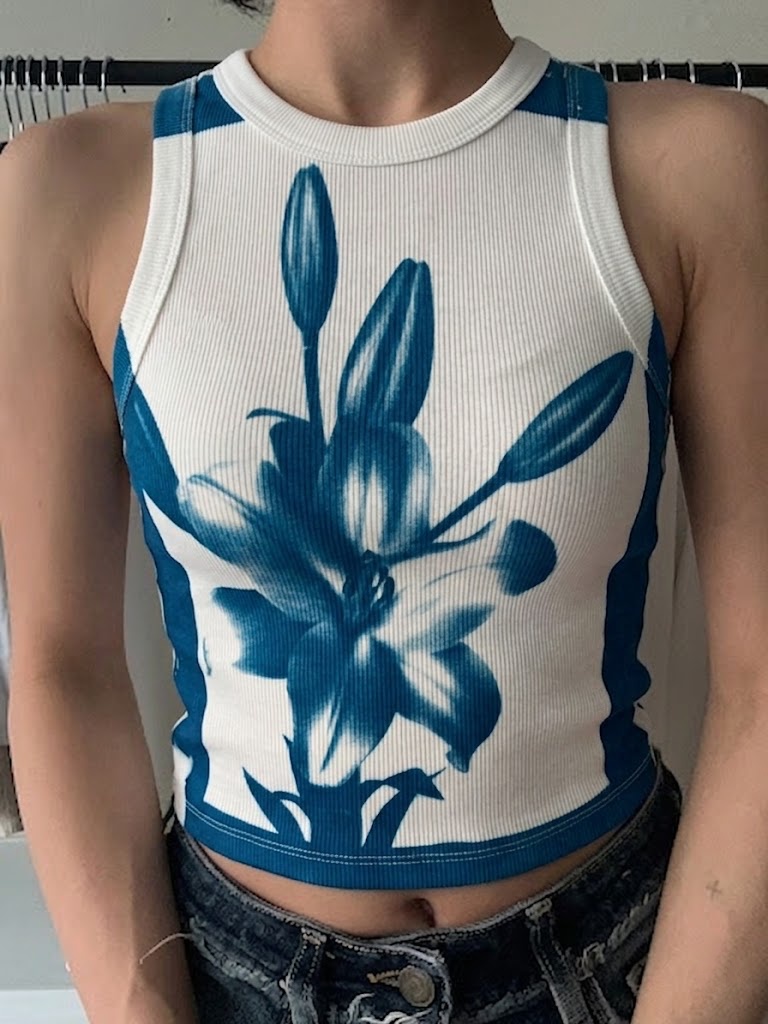 Flower Cyanotype Crop Top