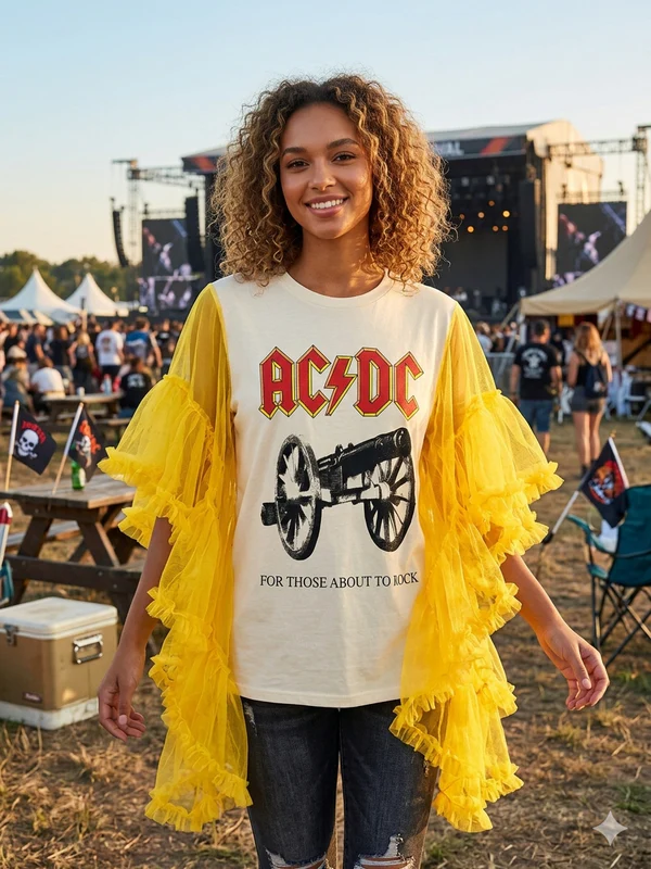 AC&DC Upcycled Rockstar Poncho