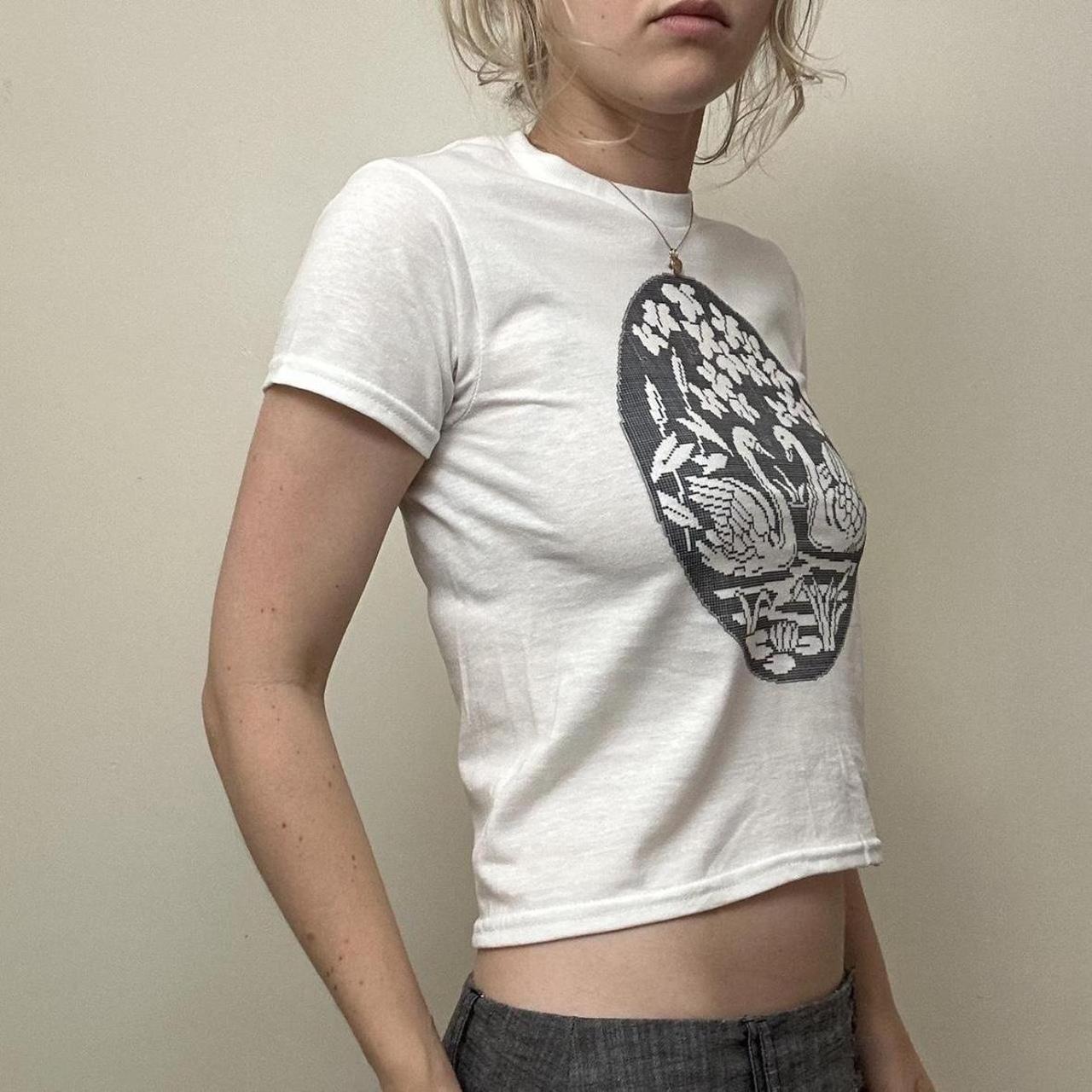 Women's White and Black T-shirt
