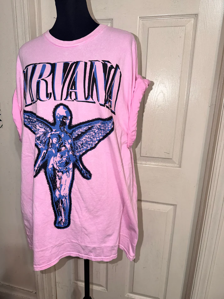 Nirvana Double Sided Oversized Distressed Tee