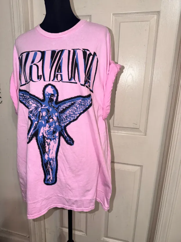 Nirvana Double Sided Oversized Distressed Tee