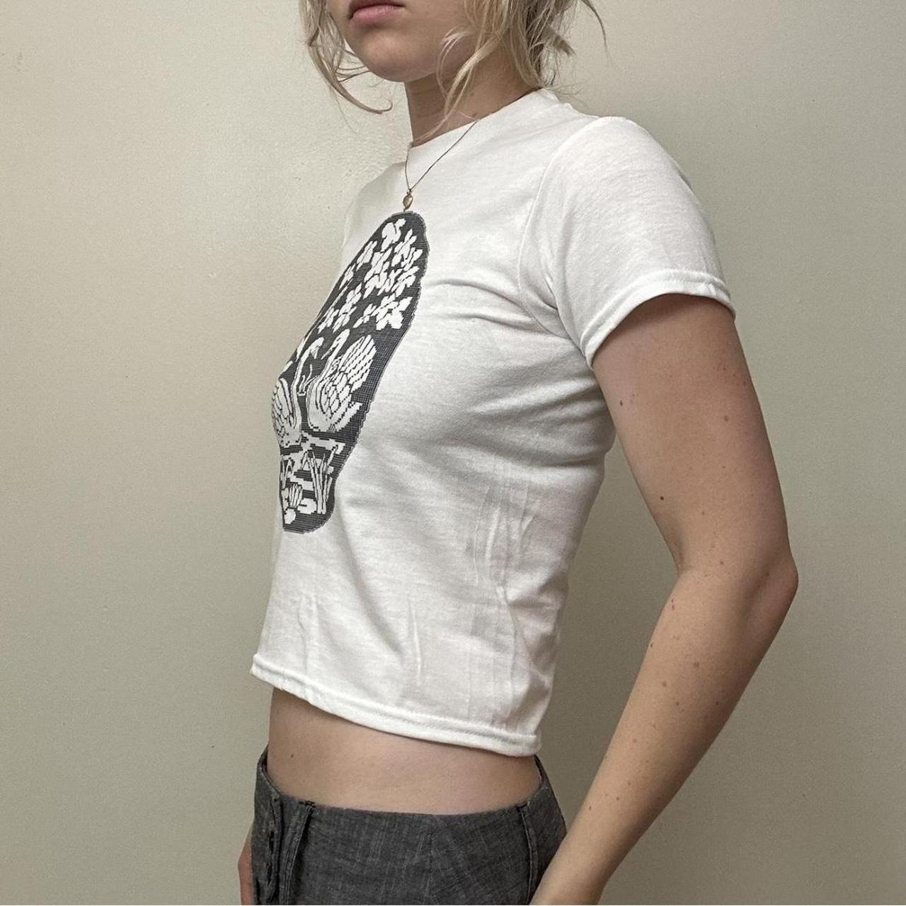 Women's White and Black T-shirt