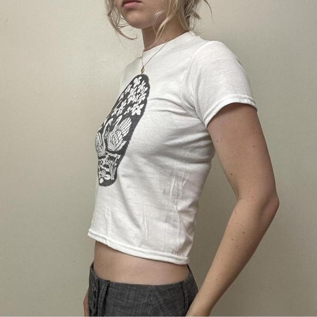 Women's White and Black T-shirt