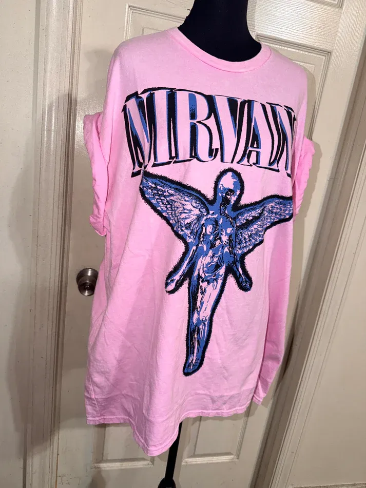 Nirvana Double Sided Oversized Distressed Tee