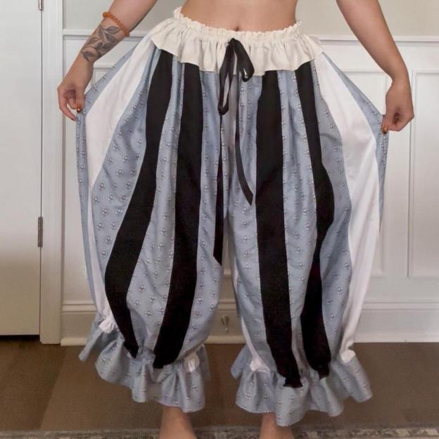 Women's Blue and Black Trousers