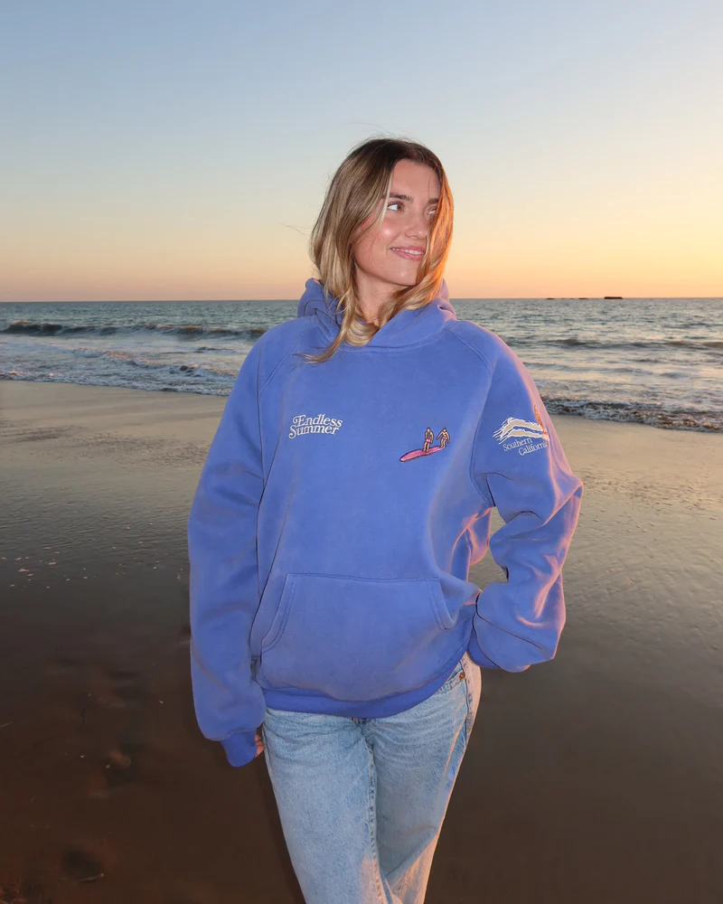 'Endless Summer' vintage washed blue hoodie