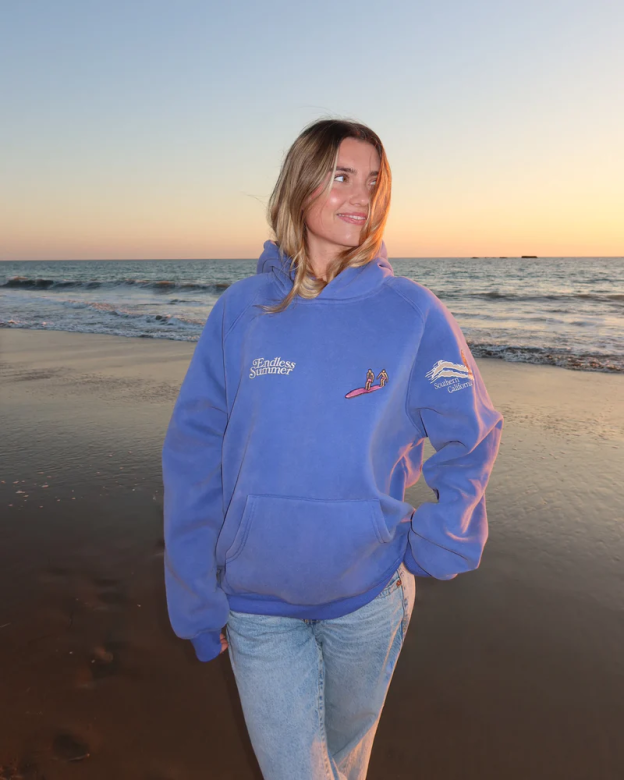 'Endless Summer' vintage washed blue hoodie