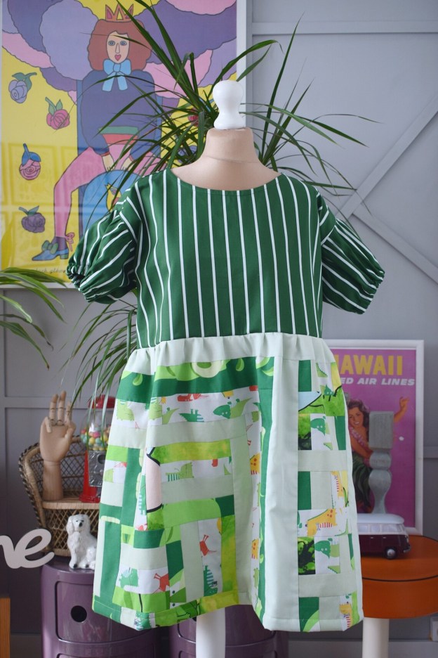 Green Stripe Patchwork Dress