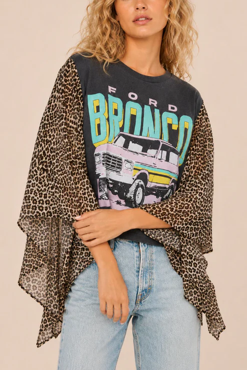 Pink Mustang Bat Sleeve Tee