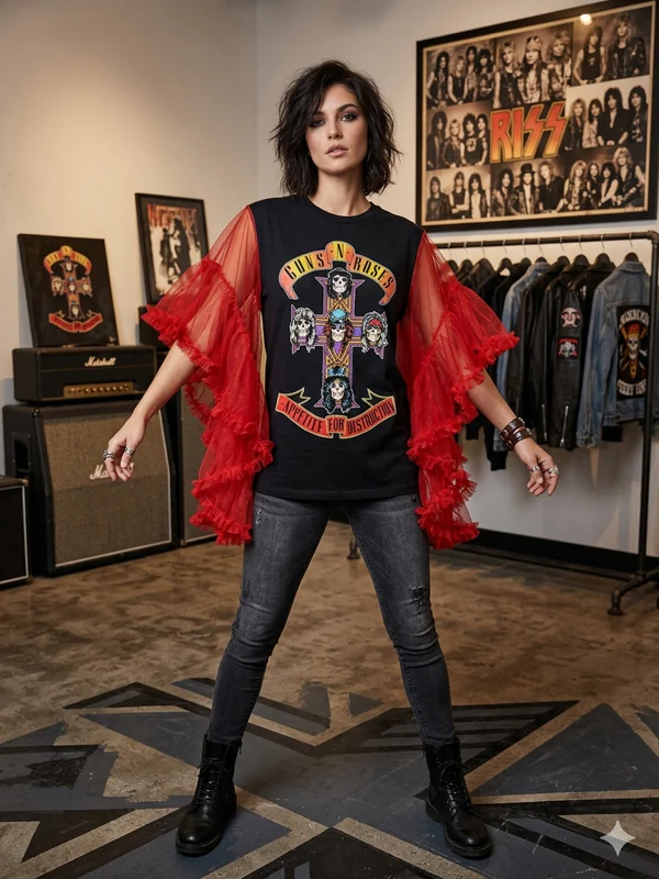 Guns and Roses Upcycled Rockstar Poncho