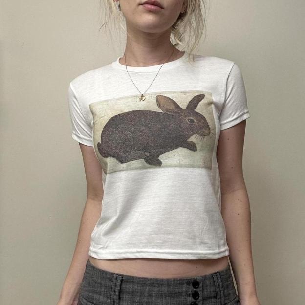Women's White and Green Shirt
