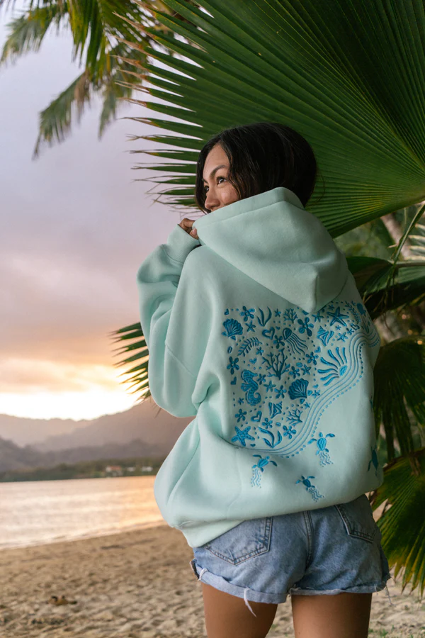 Beach Ocean Embroidered Hoodie