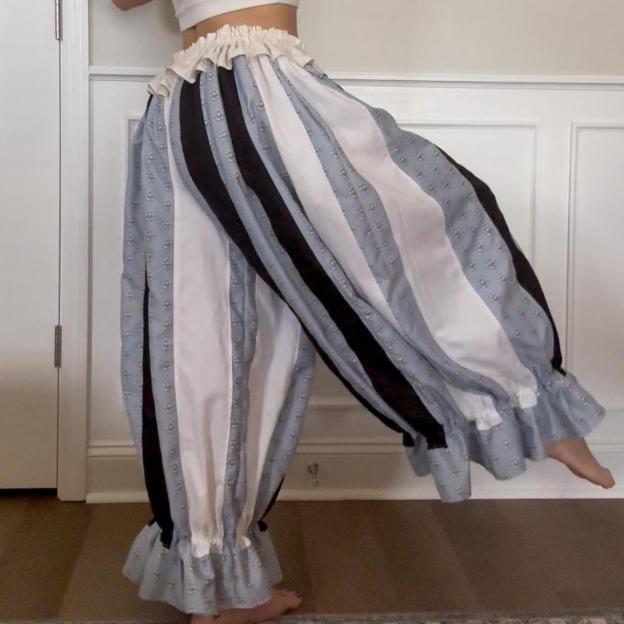 Women's Blue and Black Trousers