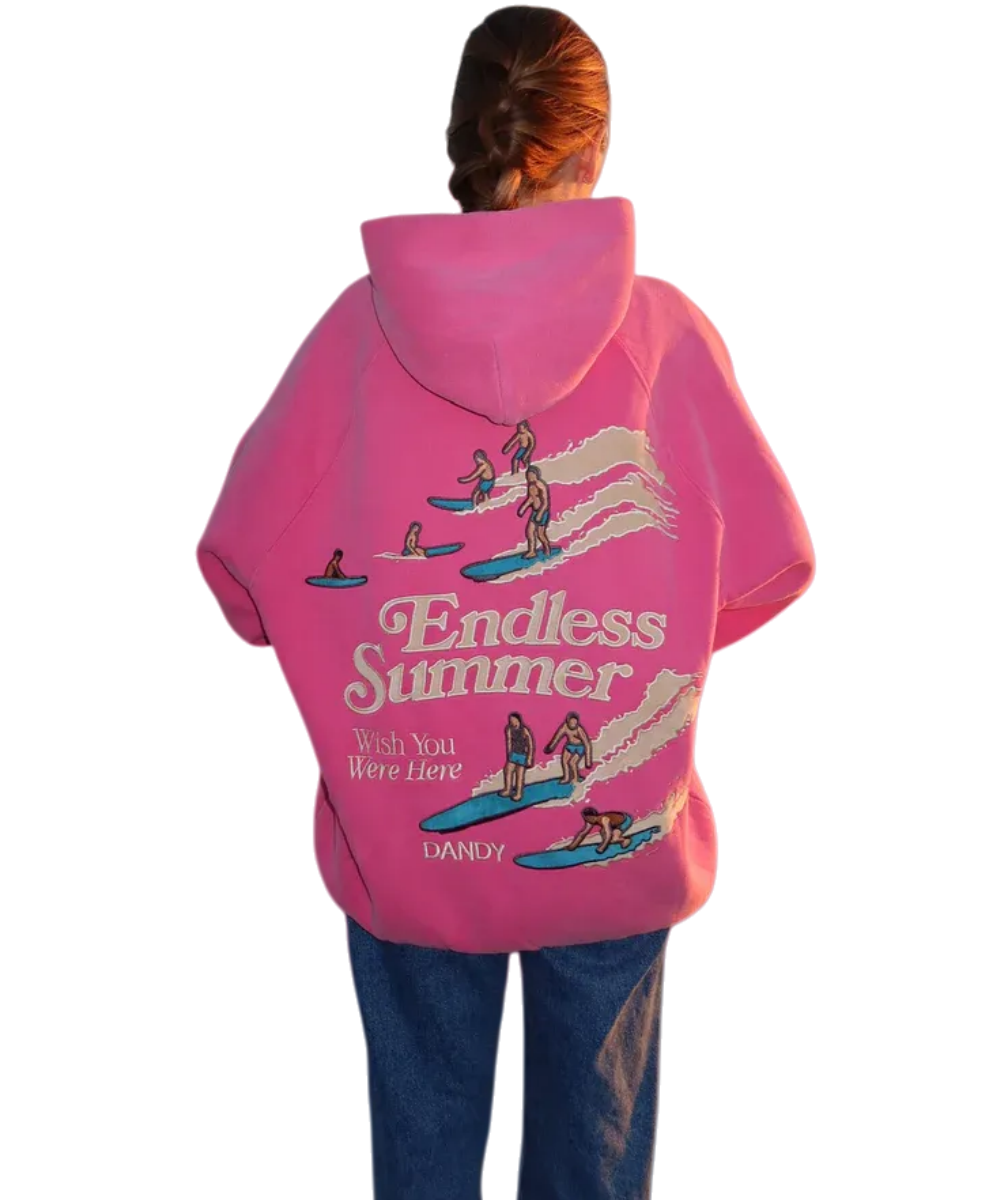 'Endless Summer' vintage washed pink hoodie