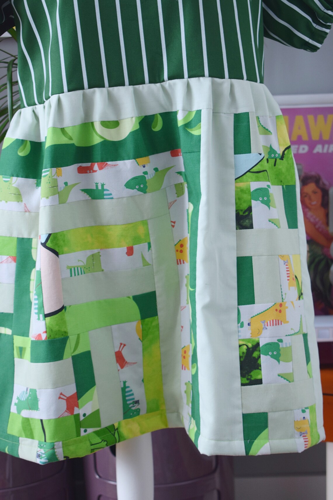 Green Stripe Patchwork Dress