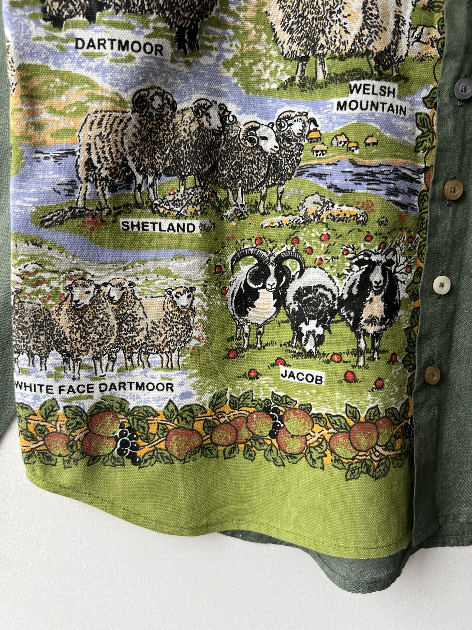 Sheep Breeds Vintage Patchwork Cotton Linen Long Sleeve Shirt